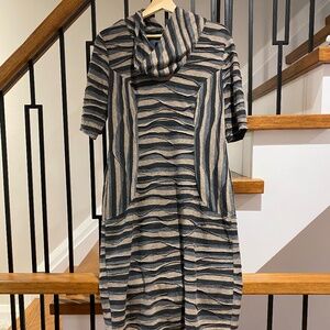 Connected Apparel striped textured dress